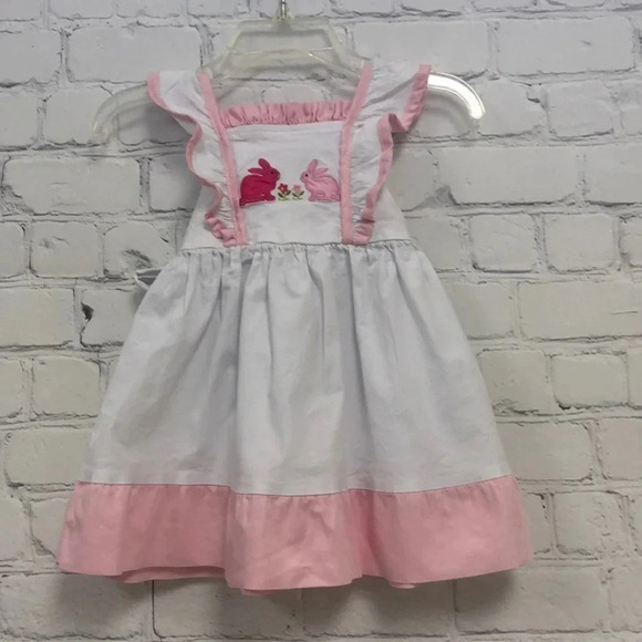 Lil Cactus Easter Bunny Pink & White Dress 6-12M - Picture 1 of 6